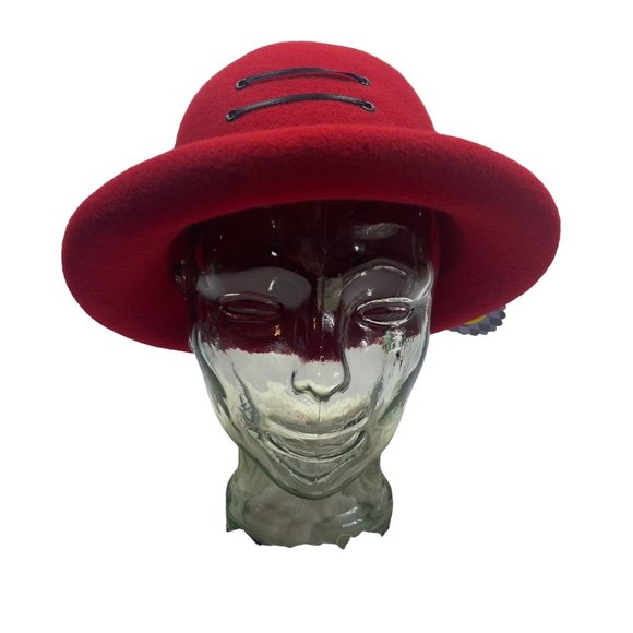 Red Wool Laced Bowler main image 4